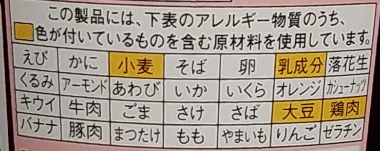 画像：味の素のクノールスープDELI北海道コーンポタージュのアレルゲン表示