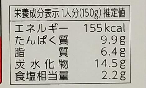 画像：ハウス食品の辛さきわだつキーマカレーの栄養成分表示